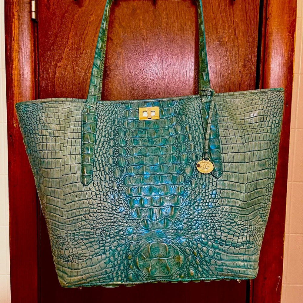 COPY - BRAHMIN ANNIKA XX Large Tote. Turquoise, EXTREMELY RARE. EXCELLENT CONDI…